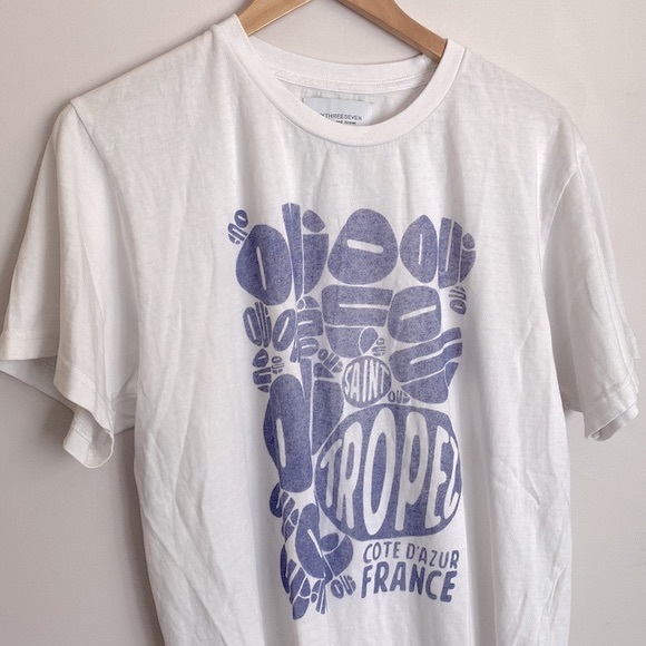 REVOLVE SIXTHREESEVEN VTG Graphic Tee Plage De Grenouille distressed Large NWOT - Picture 9 of 14